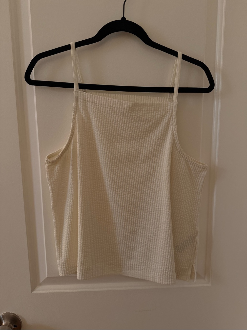 Madewell Cream Waffle-Knit Spaghetti Strap Tank